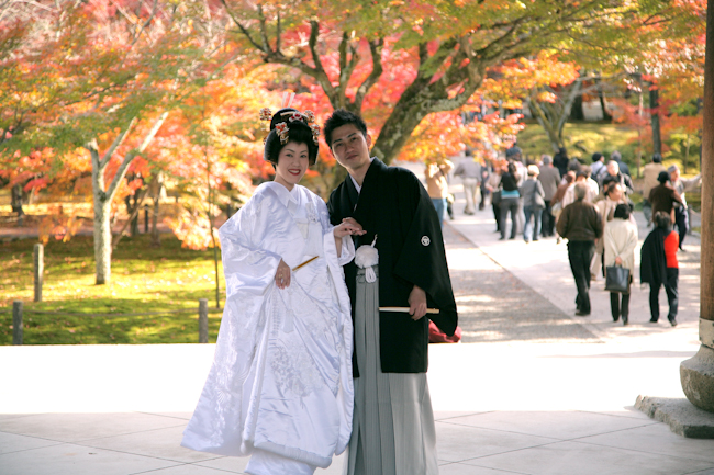 南禅寺　白無垢　新郎様　新婦様　紅葉