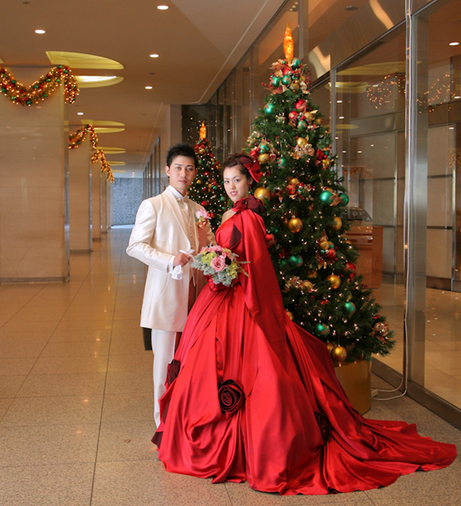 ウェスティン都ホテル京都　東館ロビー　カクテルドレス　新郎様　新婦様