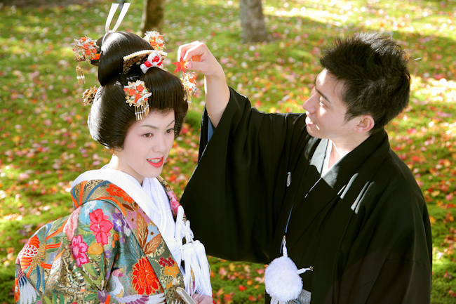 南禅寺　色内掛け　簪　新郎様　新婦様　紅葉